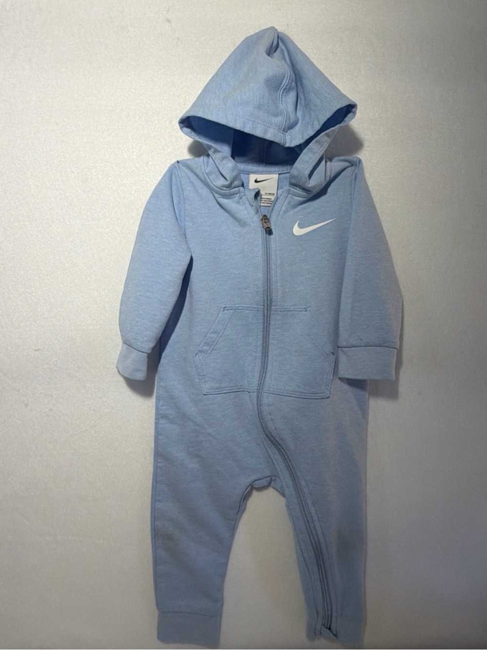 Nike Light Blue Hooded Baby Zip One-Piece Size 12 Months